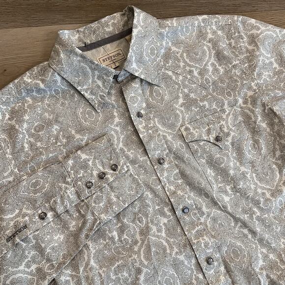 Stetson NEW Men's Large Medallion Long Sleeve Pearl Snap Western Shirt Cowboy - Picture 2 of 15